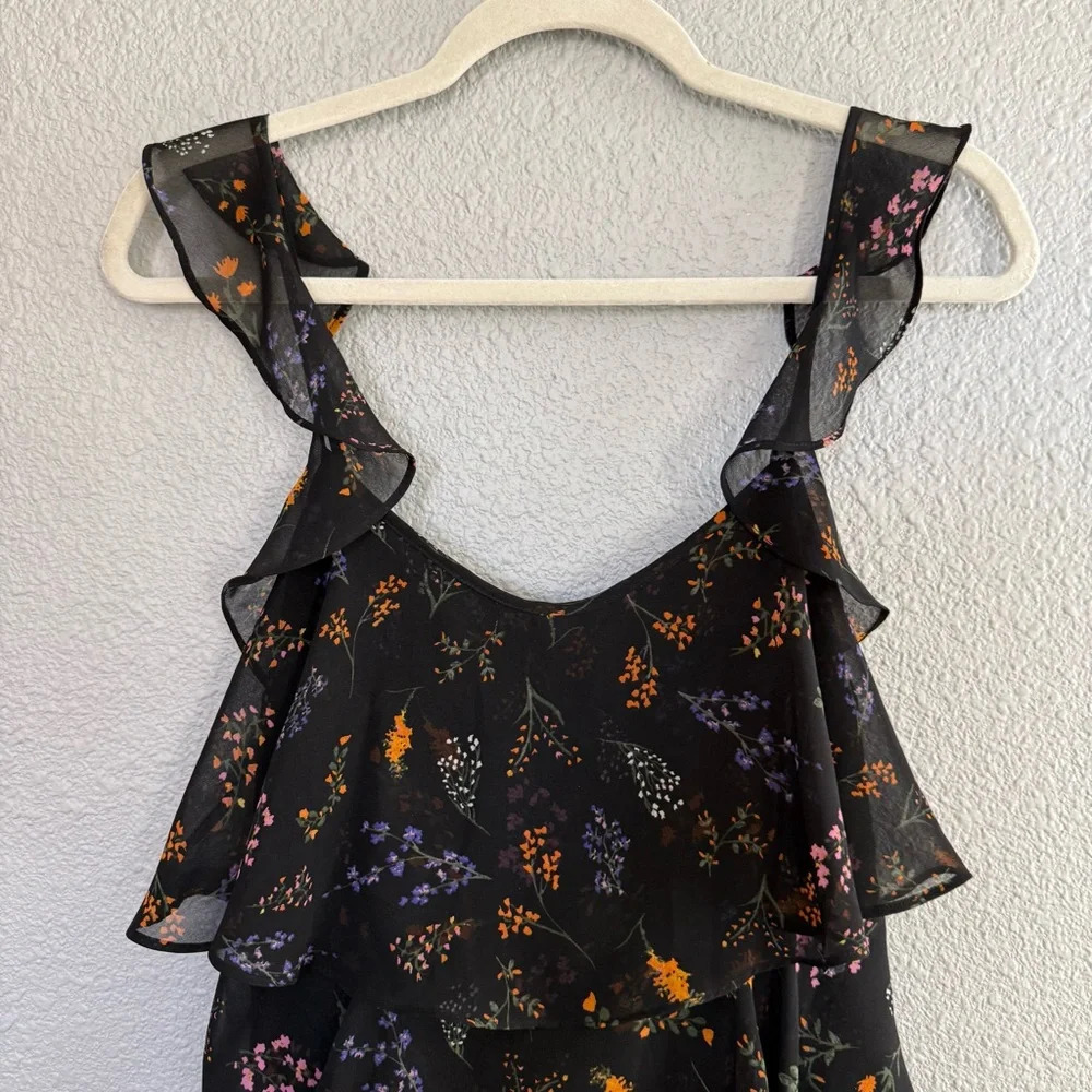 Rebecca Minkoff Ruffle Sleeve Top Size Small Self Tie Back - Picture 3 of 7